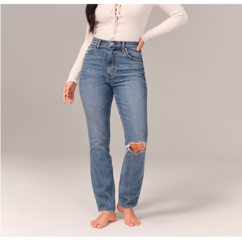 Abercrombie & Fitch Dark Blue Distressed relaxed low rise